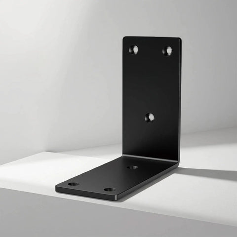 8 Pack Heavy Duty 4x4 Inch 90 Degree Metal Corner Brackets for shelves and cabinets, sturdy L brace in black steel, side view