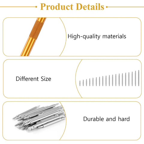 Heavy Duty Watch Band Pins And Spring Bar Tool Kit With 76 Stainless Steel Pins for quick band removal and repair