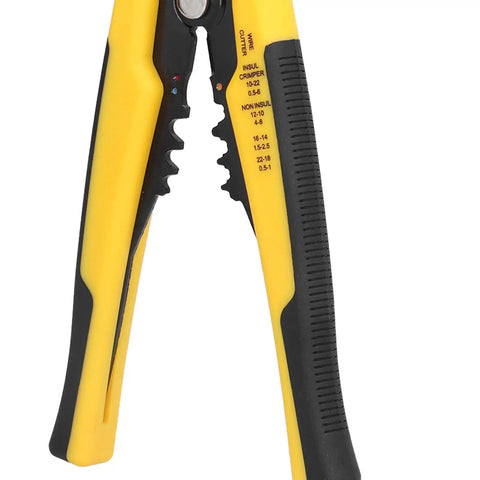 8 Inch Self Adjusting Stripper Pliers For 10 To 24 AWG Copper And Aluminum Cables with ergonomic handles close-up.