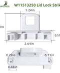 Direct Fit Lid Strike Replacement For Whirlpool And Maytag Washers W11513250 W11391550 OEM Parts AP7002929 PS16543459 EAP16543459 White 1 Pc Easy Install Durable Lock Hassle Free Repair, white plastic washer lid strike with dimensions shown