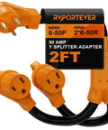 Badass 50 Amp Nema 6-50P To Dual 6-50R Welder Splitter Adapter Cord Y Plug Connector For Plasma Cutters And Ev Chargers, 2ft long.