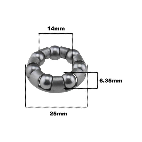 4 Pack Bike Ball Bearing Retainer Cage with 7 Balls, 25mm OD, 14mm ID, 6.35mm Balls for Front Wheel, Pro Grade Bicycle Repair Part