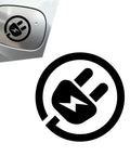 Badass Waterproof Reflective EV Charging Port Sticker Black Electric Plug Vinyl Decal on silver car surface.