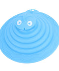 SUNGOOYUE Silicone Tub Stopper in blue, circular design with a cute face, made of durable silicone for tubs and sinks.