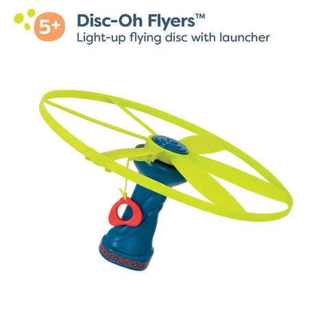 Skyrocopter Light Up Flying Disc With Launcher For Kids 5 And Up, showing ergonomic design and vibrant colors against white background.