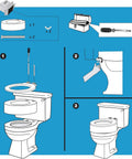 Installation instruction diagram for Elongated Toilet Seat Riser Adds 3.5 Inches For Easier Bending And Sitting Bolt On And Easy Install Under Existing Seat Supports Up To 300 Pounds Comfortable Height Boost That Fits Most Elongated Toilets