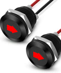 2-Pack 12V Red LED Indicator Light Kit For Rigs And Gear With Half-Inch Panel Cutout Waterproof Signal Lamps 300mm Wires Built Tough IP67