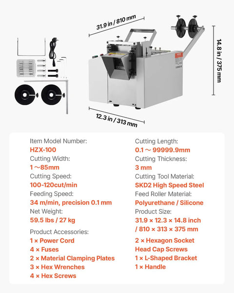 Auto Heat Shrink Tube Cutter For Fast Precise Cuts On Heat Shrink Tubes Fiberglass Tubes And Cables 1 To 85mm Width with accessories