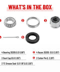 Two Pack 30205 Trailer Bearings Kit With Races And TC 30x52x10mm Seals Dust Covers And Cotter Pins For 25mm Axles components