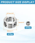 4 Pack Stainless Steel Shaft Collar Set, 17mm Inner Diameter, 28mm Outer Diameter, 12mm Thickness, Dual Hole Bore Locks for Gearboxes