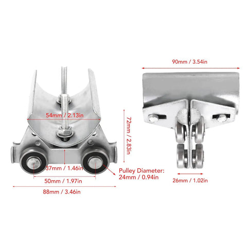 Beefy Track Roller Wheel Trolley Assembly For Electric Hoist System Four Wheel Stainless Steel Cable Pulley With 24mm Diameter