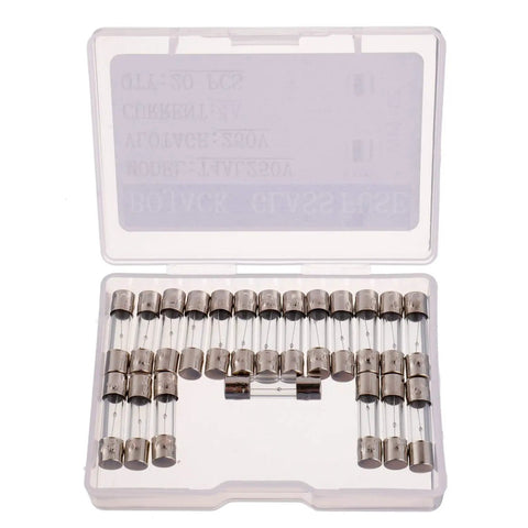 T1.6AL250V 5x20mm Slow Blow Glass Fuses Time Delay 1.6A 250V Pack Of 20 For Electronics And Home Projects Glass Tube Construction High Quality Replacement Fuses For Safe Circuit Protection. clear plastic case with 5x20mm glass fuses