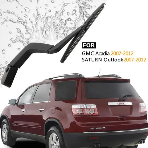 Heavy Duty Rear Wiper Arm Blade Replacement For Gmc Acadia Saturn Outlook 2007 To 2012 Oem Style Quick Bolt On No Sweat Installation Rig Up on vehicle with water spray.