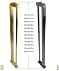 Heavy Duty Black Stainless Steel Furniture Legs Four Piece Modern Cabinet Riser Feet displayed in various heights and colors.
