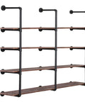 Industrial Wall Mounted Iron Pipe Shelves 52 Inch Tall Rustic Open Bookshelf Set 3 Pack for Kitchen and Bath Farmhouse Style DIY Adjustable Pipe Shelving System
