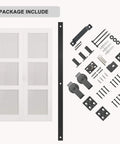 52 Inch By 80 Inch Frosted Glass Bifold Barn Door Kit With 64 Inch Track, Preassembled MDF Panels, White Sliding Closet Door, Includes Hardware