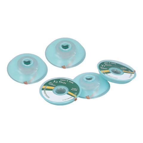 Image of five 1.5mm copper alloy desoldering braid spools, each 1 meter long, suitable for PCB repair and electronics maintenance.