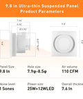 Dimensions of Ultra Quiet Bathroom Exhaust Fan With LED Light 110 CFM Ceiling Mount Ventilation Fan 1.0 Sones
