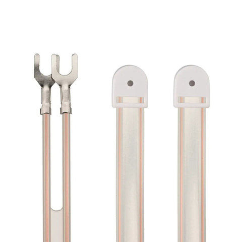 FM Dipole Antenna 300 Ohm Twin Lead With 2 Pin Bare Wire For Indoor Digital HD Radio, table view showing connectors
