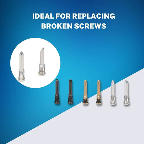 Heavy Duty Complete Screw Kit For iPhone 13 Repair Including Bottom Pentalobe And Battery Security Screws on a blue background.