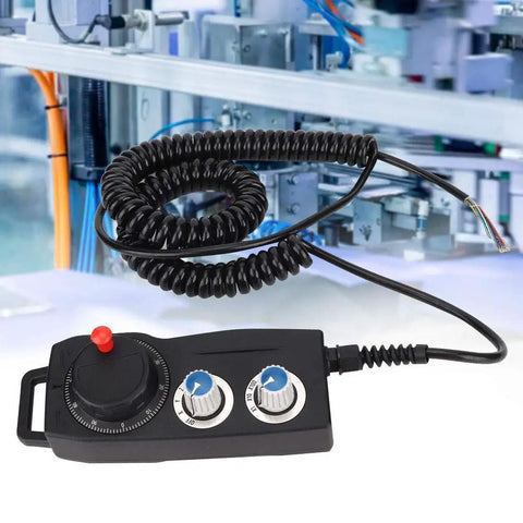 4 Axis CNC Handwheel Pulse Generator 5V 100PPR Electronic Handheld Controller Pulse Encoder For Engraving Milling Lathe With X Y Z Coordinate Select And Return To Origin, black coiled cable