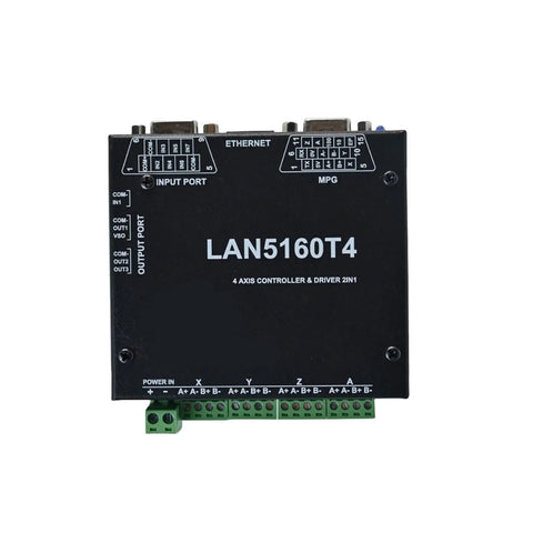 Go-To All In One Ethernet CNC Controller With 4 Axis Integrated Stepper Drivers, Easy Install, Stable Long Run Performance, Pro Grade CNC Machine Control Board For Precise Machining, LAN5160T4 black metal module