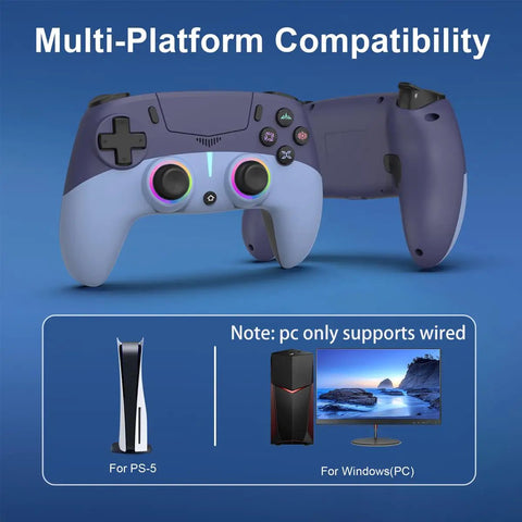 Wireless PS5 Controller With Dope Back Paddles And Dual Vibration For PS5 Pro Slim And PC 8 Light Modes 3.5mm Audio Jack shown