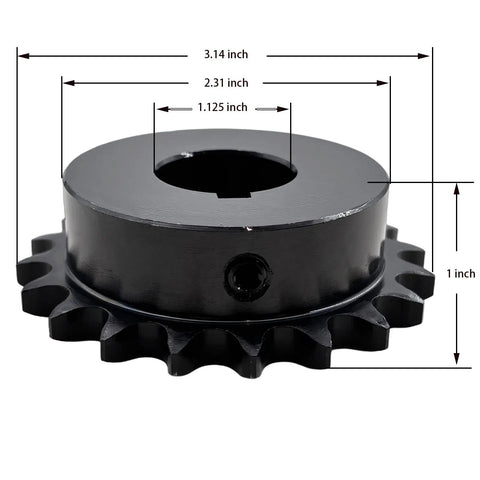 No 40 Roller Chain Sprocket Type B Built Tough For No 40 Chain One And One Eighth Inch Bore Twenty Teeth Hardened Anti Rust 1045 Steel