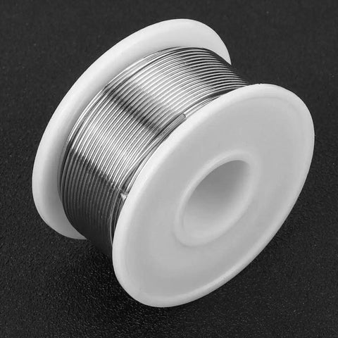 Spool of No Clean Rosin Core Solder Wire 1.0mm 100g High Purity Tin Lead Alloy for electronics repair, shown on black background.