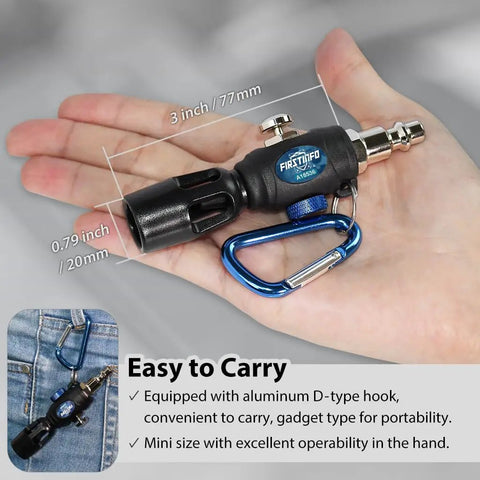 Compact Plastic Air Blow Gun With High Flow Nozzle And Adjustable Flow for electronics and workshop use in palm of hand