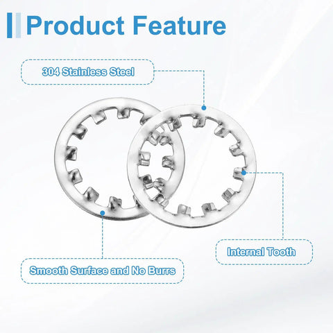 Three Quarter Inch Internal Tooth Lock Washer Set, 304 Stainless Steel Multi Tooth Star Washer Locking Fasteners image