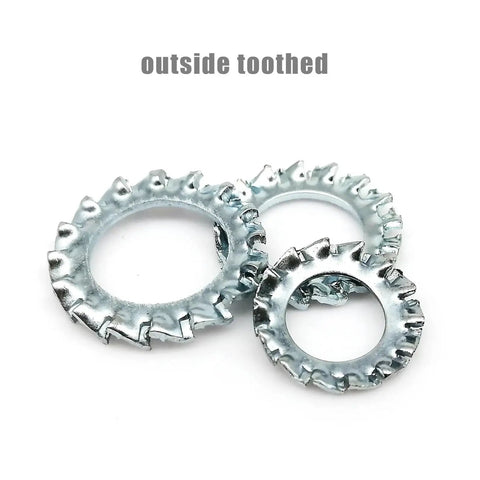 65Mn Manganese Steel Outside Toothed Inside Serrated Lock Washers Set 500 Pieces For M3 Hardware Shakeproof Star Gasket Fasteners