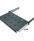Fully Extendable 1U Keyboard Tray Universal 19 Rack Mount Sliding Console Shelf For Network Equipment Servers Featuring No Fuss Installation And Straight Up Durable Build Pack Of Two, with vented base and 10.38" depth.