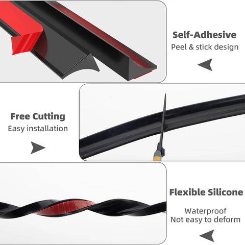 Easy Install Self Adhesive Silicone Shower Water Dam Barrier No Mess 39 Inch Collapsible Threshold Splash Guard features