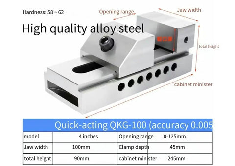 Quick Action Angle Vise Boasting Knockout Grip Stability And Swap Out Jaw Faces, 4 inch model, high quality alloy steel, opening range 0-125mm.