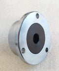 Universal Ball Casters With Spring Damping And No Sweat Setup Heavy Duty 70 Kg Steel Compression Rolling Bearings close-up view of steel flange with mounting holes