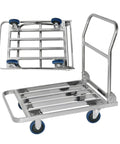 Foldable Heavy Duty Dolly Trolley Steel Flatbed Cart for Easy Haul of Tools Equipment and Supplies in Home Office or Warehouse Use