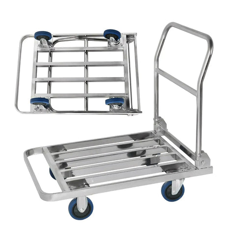 Foldable Heavy Duty Dolly Trolley Steel Flatbed Cart for Easy Haul of Tools Equipment and Supplies in Home Office or Warehouse Use