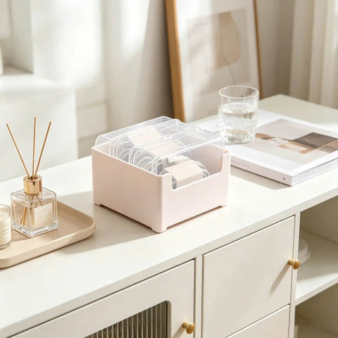 Transparent Stackable Cable Management Box For Home Office Desk To Organize Power Strips And Wire Cords While Helping You Kick Clutter To The Curb And Keep Your Setup Looking Fresh on a bright desk.