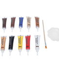 10 Color Wood Furniture Repair Kit with 20ml Putty Tubes, paintbrush, and palette for scratch and chip fixes.