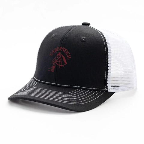 Dope Unisex Outdoor Trucker Cap With Adjustable Strap, Cool Dog And Horse Theme Hat, black front with mesh back