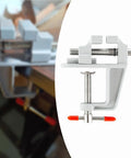 Portable Home Vice Clamp For Small Projects, Nonslip Cast Steel Mini Workbench Accessory for home use, close-up view