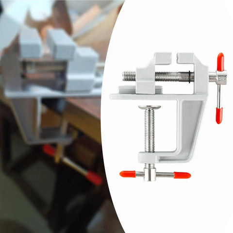 Portable Home Vice Clamp For Small Projects, Nonslip Cast Steel Mini Workbench Accessory for home use, close-up view