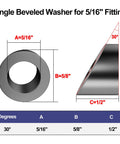 Diagram of 20 Pack 5/16 Inch Black Angle Washers for Cable Railing and Stair Ends, Stainless Steel 30 Degree Beveled Washers