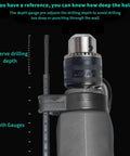 Close-up of drilling depth gauge on Three In One Electric Hammer Drill Kit With Impact Drill Rotary Hammer And Pickaxe Functions