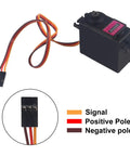 MG996R Six Pack High Speed 180 Degree Digital Servo Motors with wiring diagram showing signal, positive, and negative poles.