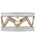 Chatham Flush Mount Light In Gunmetal Bronze Finish With Rustic Coastal Style And Nautical Rope Accents And Cleat Details