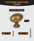 Package contents showing an oval cabinet knob with screws, highlighting hardware components for 10 Pack Oval Cabinet Knobs Matte Black Finish Zinc Alloy Durable Hardware For Kitchen Cabinets Dressers And Drawers With Modern Single Hole Design Easy Installation Rust Resistant Long Lasting Furniture Pulls.
