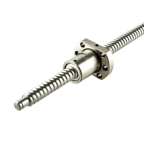 16mm Ball Screw SFU1605 500mm With Nut Built For CNC Machining Anti Backlash High Precision C7 Grade Low Friction Quiet Operation 5mm Lead RM Model BK10 BF10 End Machining Compatible close-up showing nut and screw detailing.