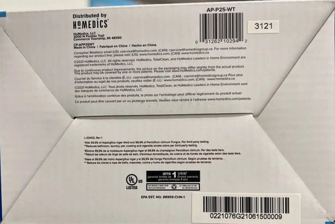 Packaging of UV-C Plug-In Personal Air Purifier With Auto On Motion Sensor Built-In Night Light For Small Rooms Bedrooms And Bathrooms Odor Reduction 2-Stage Sanitizer No Filters To Replace Compact Space showing text and barcodes.